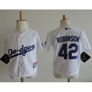 Toddler Los Angeles Dodgers #42 Jackie Robinson White Home Stitched MLB Majestic Cool Base Jersey