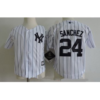 Toddler New York Yankees #24 Gary Sanchez White Home Stitched MLB Majestic Cool Base Jersey