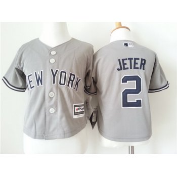 Toddler New York Yankees #2 Derek Jeter Gray Retired Player MLB Majestic Baseball Jersey