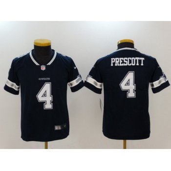 Youth Dallas Cowboys #4 Dak Prescott Navy Blue 2017 Vapor Untouchable Stitched NFL Nike Limited Jersey