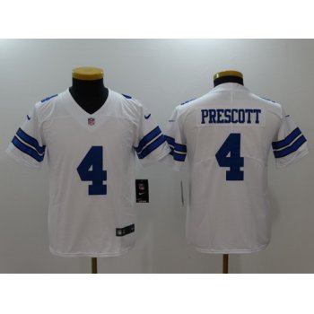 Youth Dallas Cowboys #4 Dak Prescott White 2017 Vapor Untouchable Stitched NFL Nike Limited Jersey