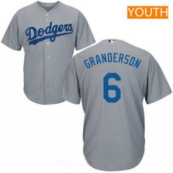 Youth Los Angeles Dodgers #6 Curtis Granderson Gray Alternate Stitched MLB Majestic Cool Base Jersey