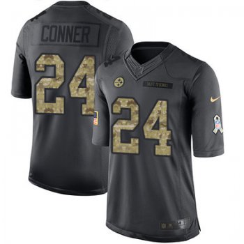 Youth Nike Steelers #24 James Conner Black Stitched NFL Limited 2016 Salute to Service Jersey