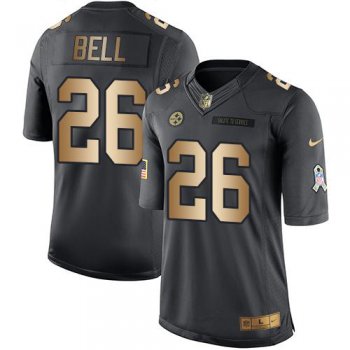 Youth Nike Steelers #26 Le'Veon Bell Black Stitched NFL Limited Gold Salute to Service Jersey