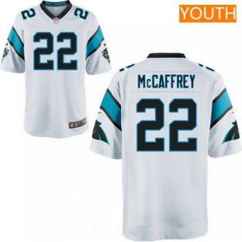 Youth 2017 NFL Draft Carolina Panthers #22 Christian McCaffrey White Road Stitched NFL Nike Game Jersey
