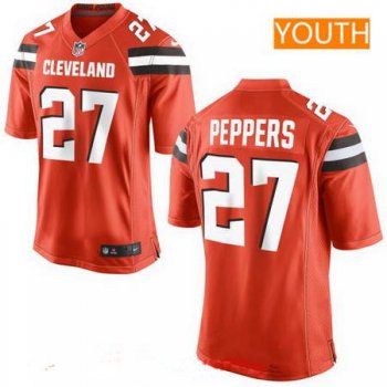 Youth 2017 NFL Draft Cleveland Browns #27 Jabrill Peppers Orange Alternate Stitched NFL Nike Game Jersey