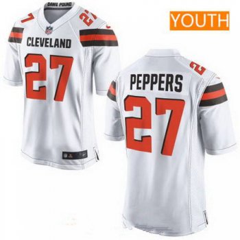 Youth 2017 NFL Draft Cleveland Browns #27 Jabrill Peppers White Road Stitched NFL Nike Game Jersey