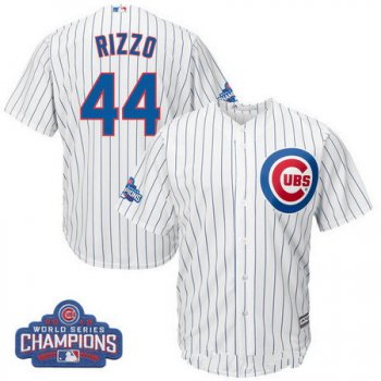 Youth Chicago Cubs #44 Anthony Rizzo Majestic White Home 2016 World Series Champions Team Logo Patch Player Jersey