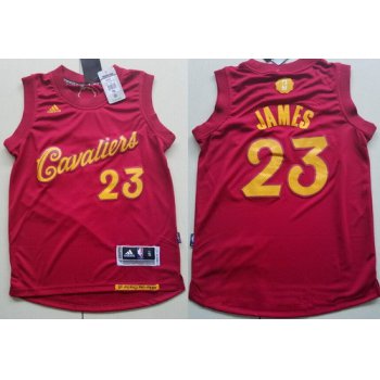 Youth Cleveland Cavaliers #23 LeBron James adidas Burgundy Red 2016 Christmas Day Stitched NBA Swingman Jersey