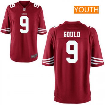 Youth San Francisco 49ers #9 Robbie Gould Scarlet Red Team Color Stitched NFL Nike Game Jersey