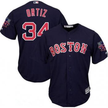 Youth Boston Red Sox #34 David Ortiz Navy Blue Stitched MLB Majestic Cool Base Jersey with Retirement Patch