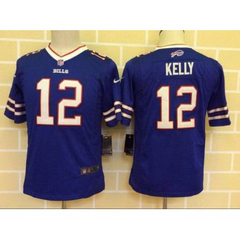 Youth Buffalo Bills #12 Jim Kelly Home Royal Blue Team Color 2013 NFL Nike Game Jersey