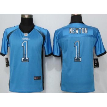 Youth Carolina Panthers #1 Cam Newton Light Blue Drift Fashion NFL Nike Jersey