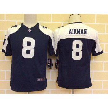 Youth Dallas Cowboys #8 Troy Aikman Nike Blue Thanksgiving Game Jersey