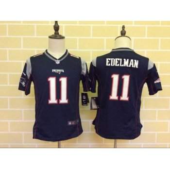 Youth New England Patriots #11 Julian Edelman Navy Blue Team Color 2015 NFL Nike Game Jersey