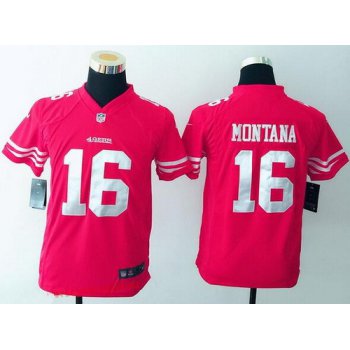 Youth San Francisco 49ers #16 Joe Montana Scarlet Red Retired Player NFL Nike Game Jersey