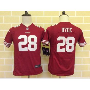 Youth San Francisco 49ers #28 Carlos Hyde Scarlet Red Team Color NFL Nike Game Jersey