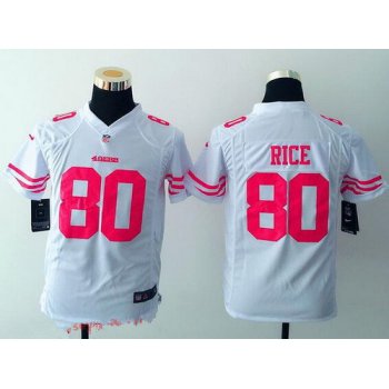 Youth San Francisco 49ers #80 Jerry Rice White Retired Player NFL Nike Game Jersey
