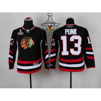 Chicago Blackhawks #13 CM Punk 2014 Stadium Series Black Kids Jersey W/2015 Stanley Cup Champion Patch