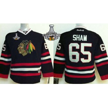 Chicago Blackhawks #65 Andrew Shaw Black Kids Jersey W/2015 Stanley Cup Champion Patch