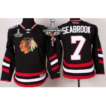 Chicago Blackhawks #7 Brent Seabrook 2014 Stadium Series Black Kids Jersey W/2015 Stanley Cup Champion Patch