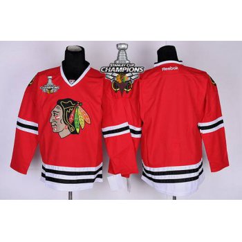 Chicago Blackhawks Blank Red Kids Jersey W/2015 Stanley Cup Champion Patch