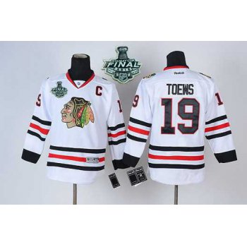 Youth Chicago Blackhawks #19 Janathan Toews 2015 Stanley Cup White Jersey