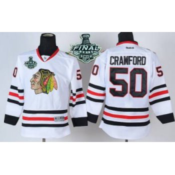 Youth Chicago Blackhawks #50 Corey Crawford 2015 Stanley Cup White Jersey
