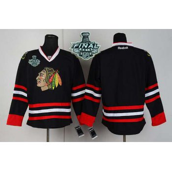Youth Chicago Blackhawks Blank Black 2015 Stanley Cup Jersey