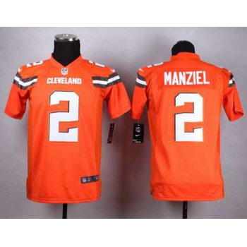 Youth Cleveland Browns #2 Johnny Manziel 2015 Nike Orange Game Jersey