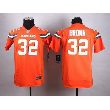 Youth Cleveland Browns #32 Jim Brown 2015 Nike Orange Game Jersey