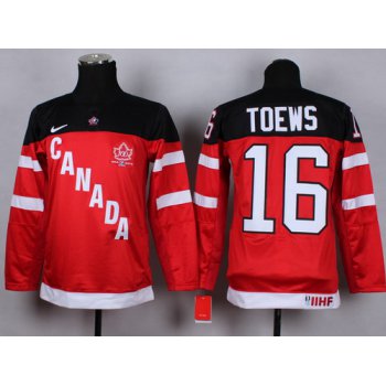 2014/15 Team Canada #16 Jonathan Toews Red 100TH Kids Jersey