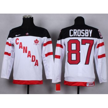 2014/15 Team Canada #87 Sidney Crosby White 100TH Kids Jersey