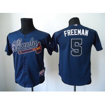 Atlanta Braves #5 Freddie Freeman Navy Blue Kids Jersey