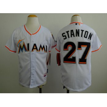 Miami Marlins #27 Mike Stanton White Kids Jersey