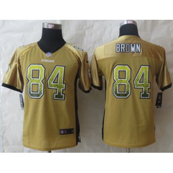 Nike Pittsburgh Steelers #84 Antonio Brown Drift Fashion Yellow Kids Jersey