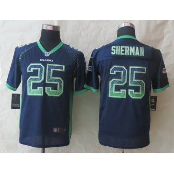 Nike Seattle Seahawks #25 Richard Sherman Drift Fashion Blue Kids Jersey