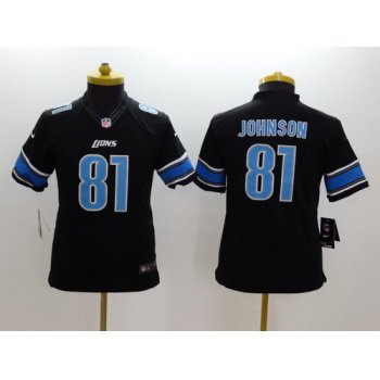 Nike Detroit Lions #81 Calvin Johnson Black Limited Kids Jersey