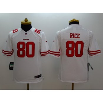 Nike San Francisco 49ers #80 Jerry Rice White Limited Kids Jersey