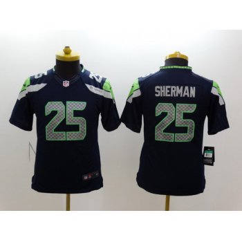 Nike Seattle Seahawks #25 Richard Sherman Navy Blue Limited Kids Jersey