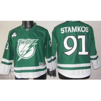 Tampa Bay Lightning #91 Steven Stamkos St. Patrick's Day Green Kids Jersey