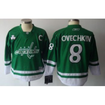 Washington Capitals #8 Alex Ovechkin St. Patrick's Day Green Kids Jersey
