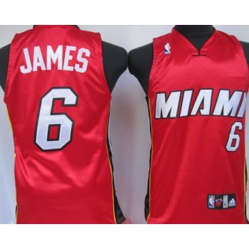 Miami Heat #6 LeBron James Red Kids Jersey
