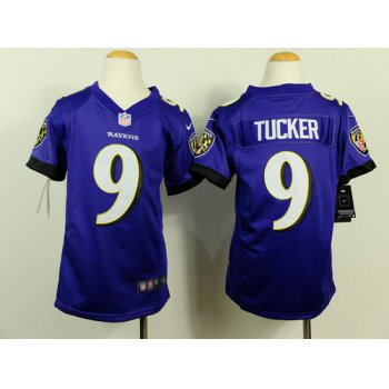 Nike Baltimore Ravens #9 Justin Tucker 2013 Purple Game Kids Jersey