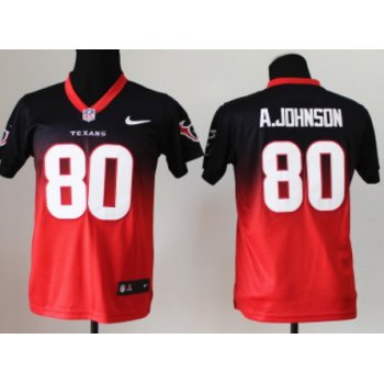 Nike Houston Texans #80 Andre Johnson Blue/Red Fadeaway Kids Jersey