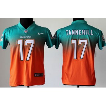 Nike Miami Dolphins #17 Ryan Tannehill Green/Orange Fadeaway Kids Jersey