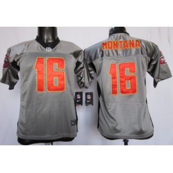 Nike San Francisco 49ers #16 Joe Montana Gray Shadow Kids Jersey