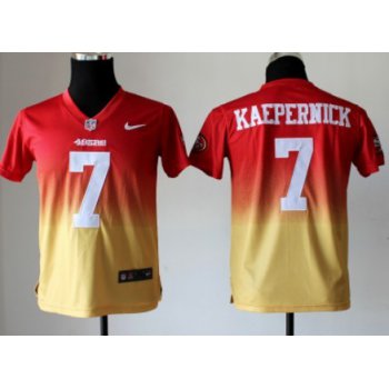 Nike San Francisco 49ers #7 Colin Kaepernick Red/Gold Fadeaway Kids Jersey