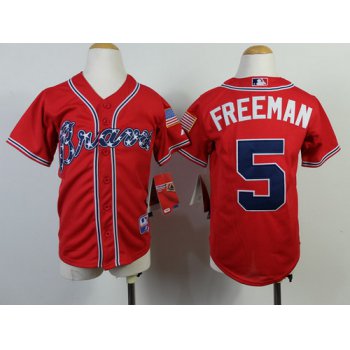 Atlanta Braves #5 Freddie Freeman 2014 Red Kids Jersey