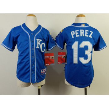 Kansas City Royals #13 Salvador Perez 2014 Blue Kids Jersey